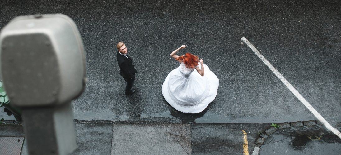 aerial-view-of-bride-dancing-on-the-street